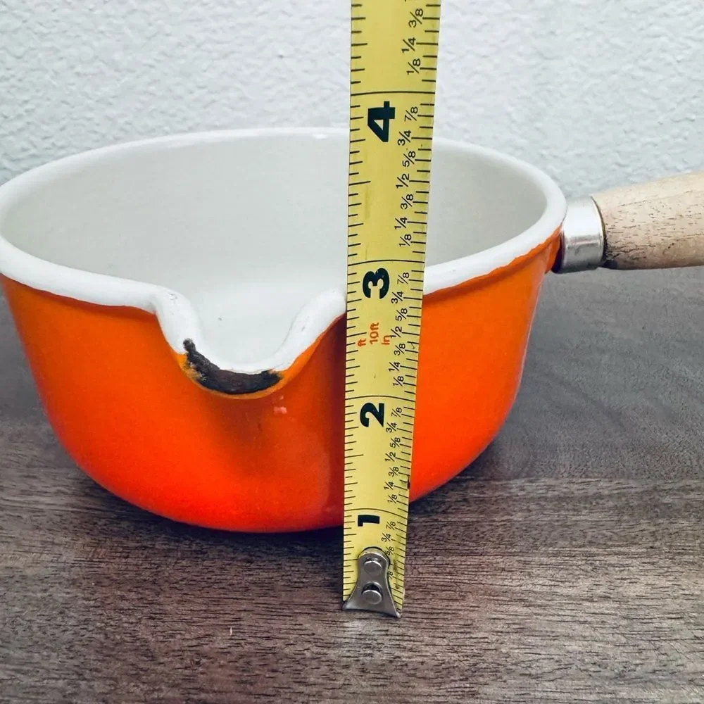 Vintage LeCreuset Flame Orange Enamel Cast Iron Cookware Pot